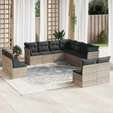vidaXL 11-delige Loungeset met kussens poly rattan zwart