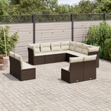 vidaXL 11-delige Loungeset met kussens poly rattan zwart