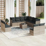 vidaXL 11-delige Loungeset met kussens poly rattan zwart