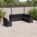 vidaXL 9-delige Loungeset met kussens poly rattan zwart