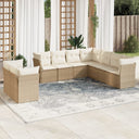 vidaXL 9-delige Loungeset met kussens poly rattan zwart
