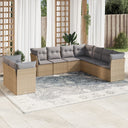 vidaXL 9-delige Loungeset met kussens poly rattan zwart