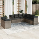vidaXL 9-delige Loungeset met kussens poly rattan zwart