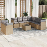vidaXL 9-delige Loungeset met kussens poly rattan zwart