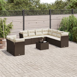 vidaXL 9-delige Loungeset met kussens poly rattan zwart
