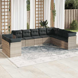 vidaXL 10-delige Loungeset met kussens poly rattan zwart