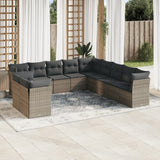 vidaXL 11-Piece Lounge Set with Cushions Poly Rattan Black