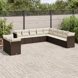 vidaXL 11-Piece Lounge Set with Cushions Poly Rattan Black
