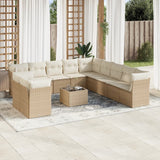 vidaXL 11-Piece Lounge Set with Cushions Poly Rattan Black