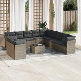vidaXL 11-Piece Lounge Set with Cushions Poly Rattan Black
