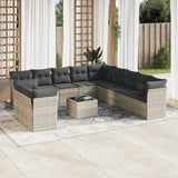 vidaXL 11-Piece Lounge Set with Cushions Poly Rattan Black
