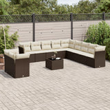 vidaXL 11-Piece Lounge Set with Cushions Poly Rattan Black