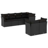vidaXL 7-delige Loungeset met kussens poly rattan zwart