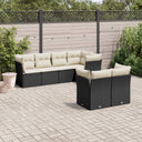 vidaXL 7-delige Loungeset met kussens poly rattan zwart