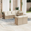 vidaXL 7-delige Loungeset met kussens poly rattan zwart