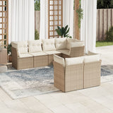 vidaXL 7-delige Loungeset met kussens poly rattan zwart