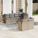 vidaXL 7-delige Loungeset met kussens poly rattan zwart