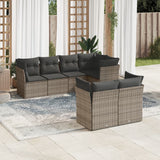 vidaXL 7-delige Loungeset met kussens poly rattan zwart