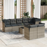 vidaXL 8-delige Loungeset met kussens poly rattan zwart