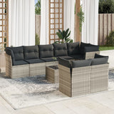vidaXL 8-delige Loungeset met kussens poly rattan zwart