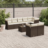 vidaXL 8-delige Loungeset met kussens poly rattan zwart