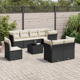 vidaXL 8-delige Loungeset met kussens poly rattan zwart