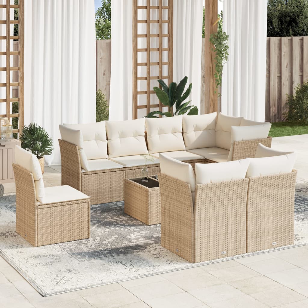 vidaXL 8-delige Loungeset met kussens poly rattan zwart