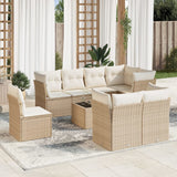 vidaXL 8-delige Loungeset met kussens poly rattan zwart