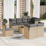 vidaXL 8-delige Loungeset met kussens poly rattan zwart
