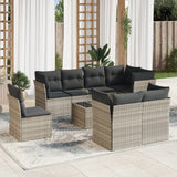 vidaXL 8-delige Loungeset met kussens poly rattan zwart