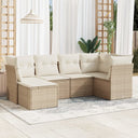 vidaXL 6-delige Loungeset met kussens poly rattan zwart