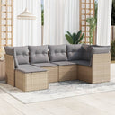 vidaXL 6-delige Loungeset met kussens poly rattan zwart