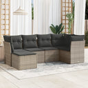 vidaXL 6-delige Loungeset met kussens poly rattan zwart