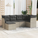 vidaXL 6-delige Loungeset met kussens poly rattan zwart