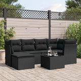 vidaXL 6-delige Loungeset met kussens poly rattan zwart