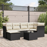 vidaXL 6-delige Loungeset met kussens poly rattan zwart