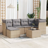 vidaXL 6-delige Loungeset met kussens poly rattan zwart
