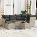 vidaXL 6-delige Loungeset met kussens poly rattan zwart