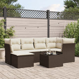vidaXL 6-delige Loungeset met kussens poly rattan zwart