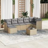 vidaXL 7-delige Loungeset met kussens poly rattan zwart