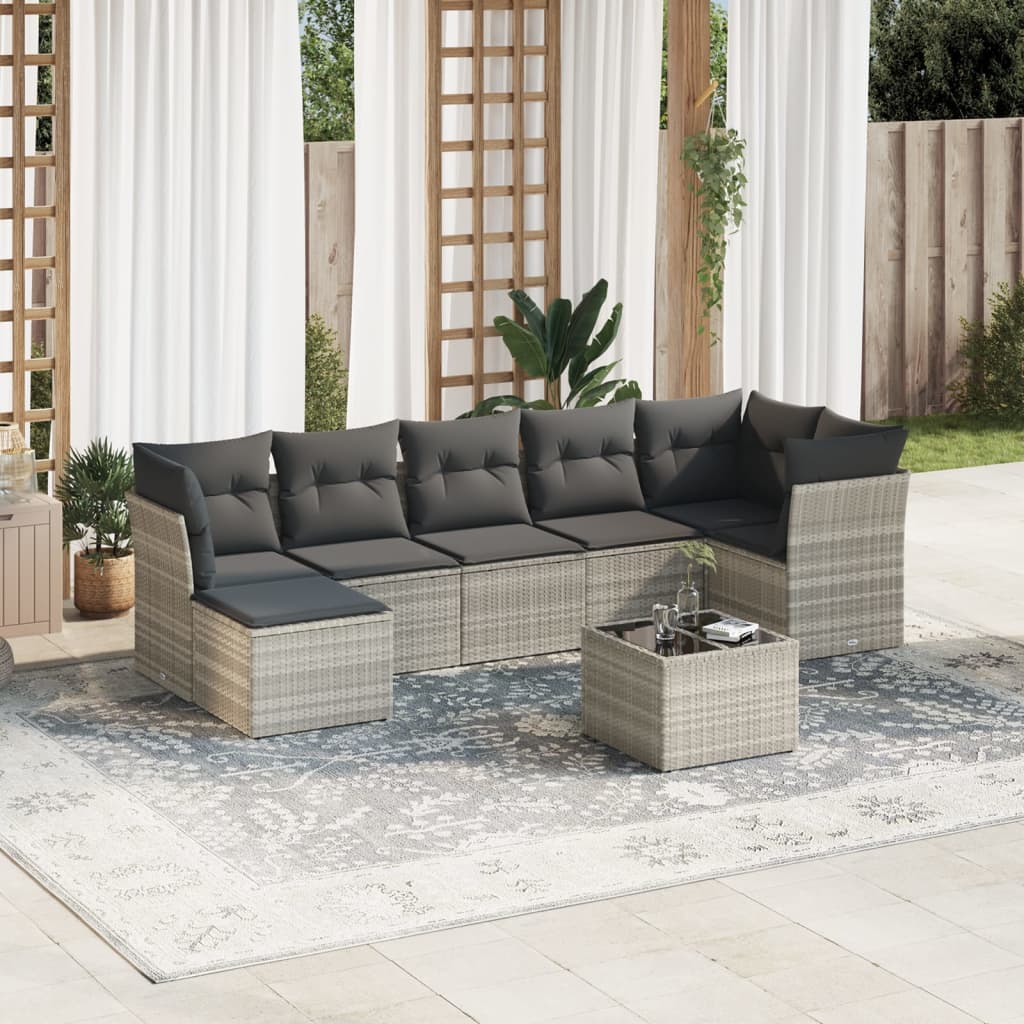 vidaXL 7-delige Loungeset met kussens poly rattan zwart