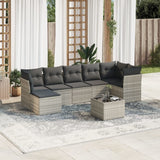 vidaXL 7-delige Loungeset met kussens poly rattan zwart