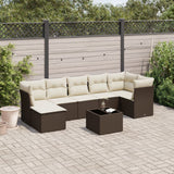 vidaXL 7-delige Loungeset met kussens poly rattan zwart