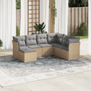vidaXL 7-delige Loungeset met kussens poly rattan zwart