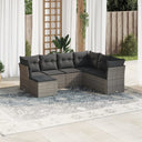vidaXL 7-delige Loungeset met kussens poly rattan zwart