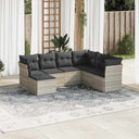 vidaXL 7-delige Loungeset met kussens poly rattan zwart