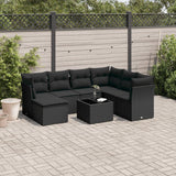vidaXL 7-delige Loungeset met kussens poly rattan zwart