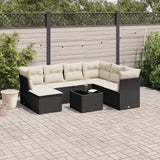 vidaXL 7-delige Loungeset met kussens poly rattan zwart