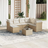 vidaXL 7-delige Loungeset met kussens poly rattan zwart