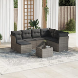 vidaXL 7-delige Loungeset met kussens poly rattan zwart